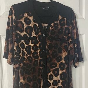 ELIE MCCARTHY Leopard Print Women's Top 2x